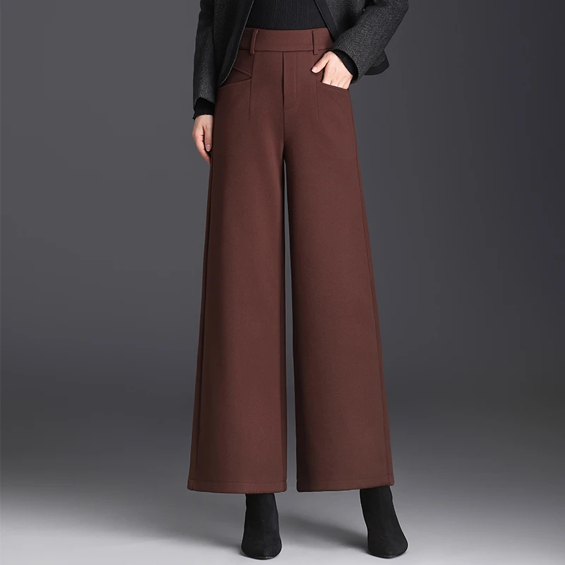 秋冬毛呢裤子阔腿裤女2024年新款高腰宽松垂感休闲加厚呢子裤长裤