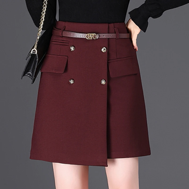 a字短裙半身裙女秋冬新款高腰遮肉显瘦半裙不规则西装短裙包臀裙