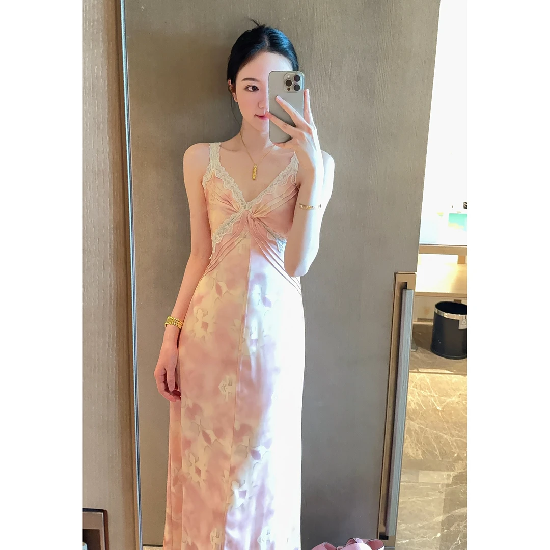 Zwinnie/詹维尼【桃之夭夭】轻奢蕾丝优雅显瘦夏天吊带裙 GYS202440