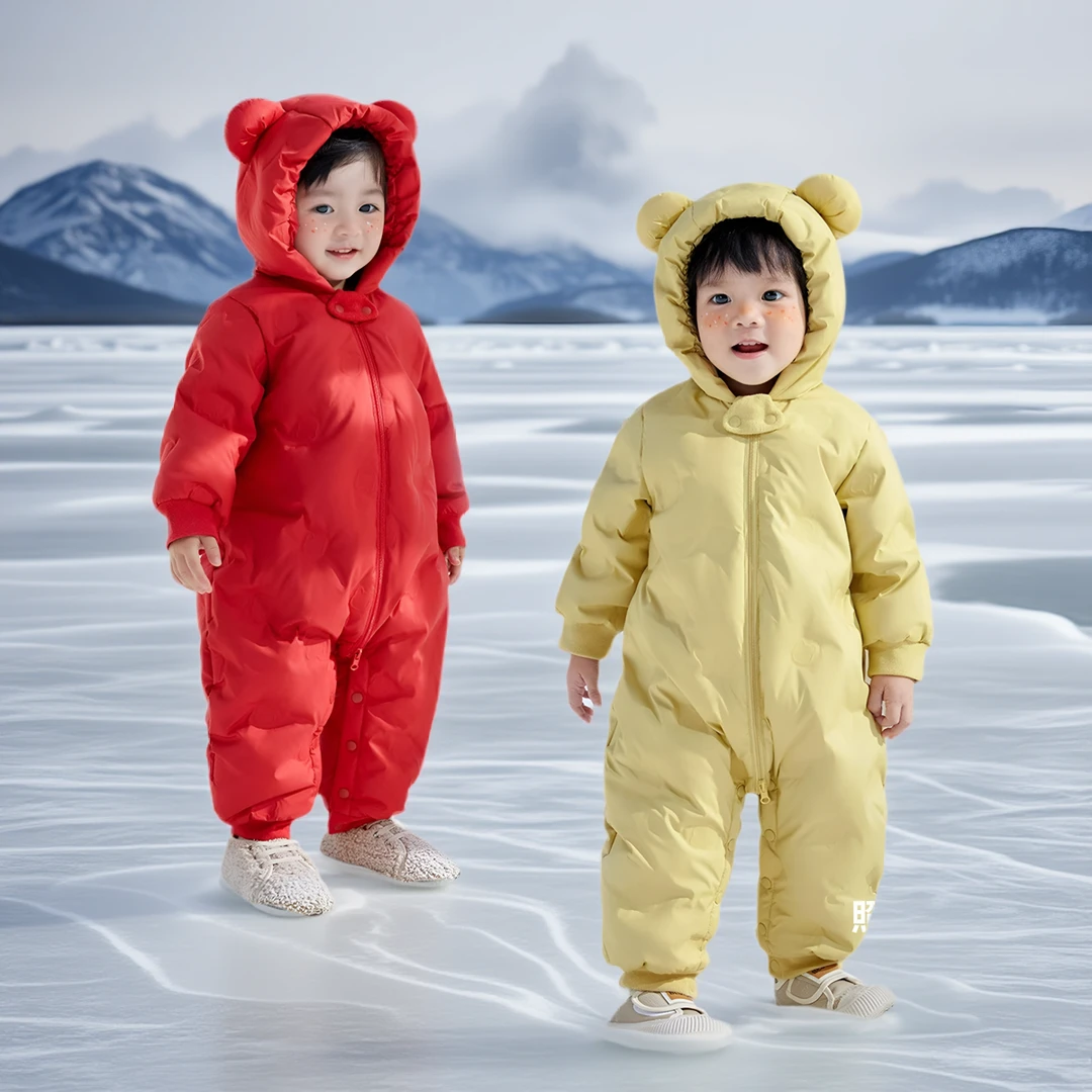 宝宝羽绒服连体衣冬季外出新款儿童婴儿加厚保暖爬服哈衣