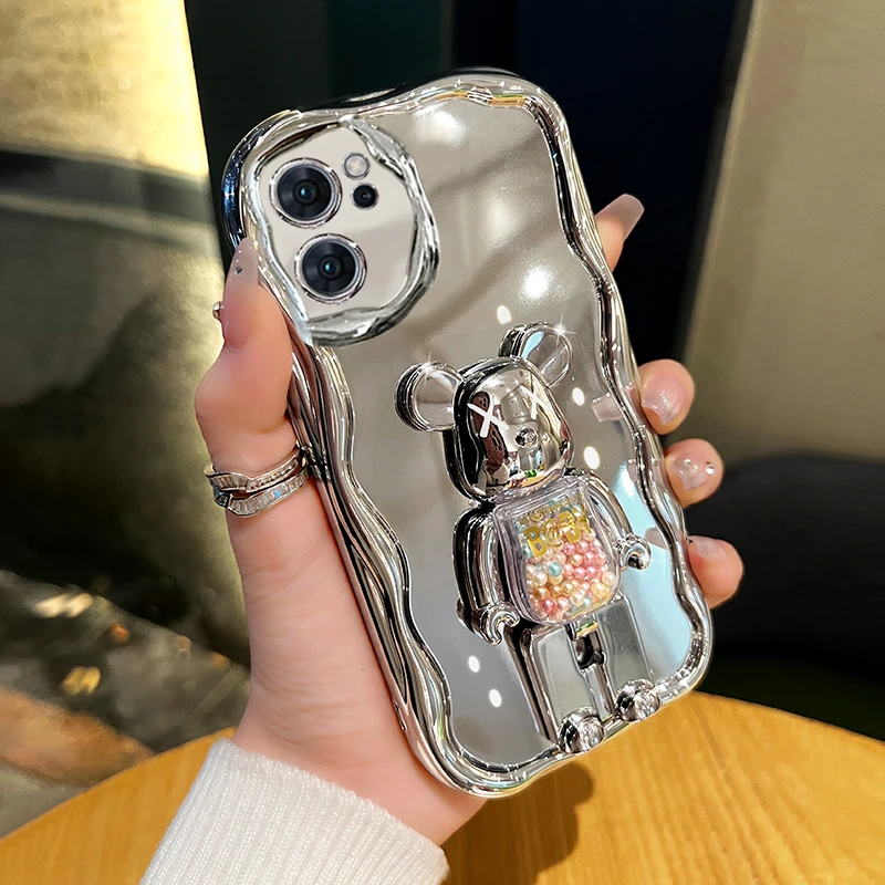 适用oppoReno7se手机壳新款高级感糖果熊支架情侣款防摔保护套