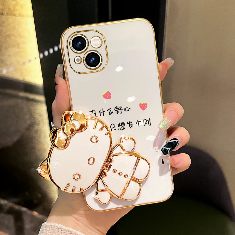 没什么野心适用【苹果/华为/oppo/vivo】猫咪补妆镜支架手机壳