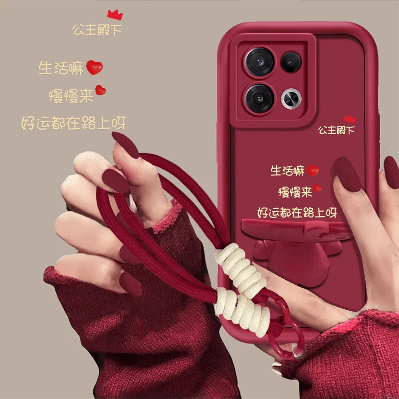 适用oppoReno13pro手机壳好运在路上卡通猫咪支架创意防摔女款
