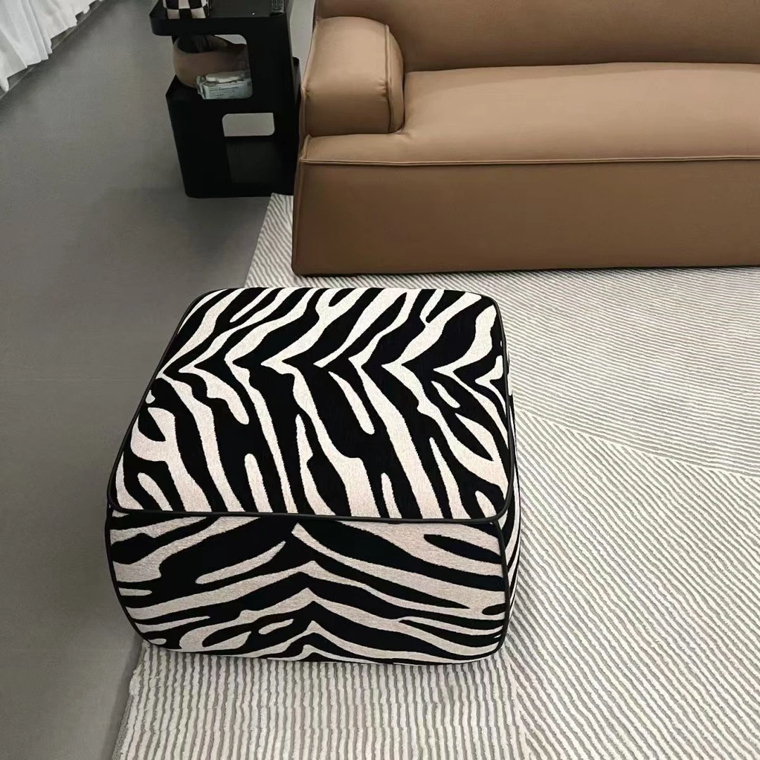 轻奢斑马沙发脚踏创意沙发尾凳简约客厅凳子软包矮凳家用换鞋脚凳