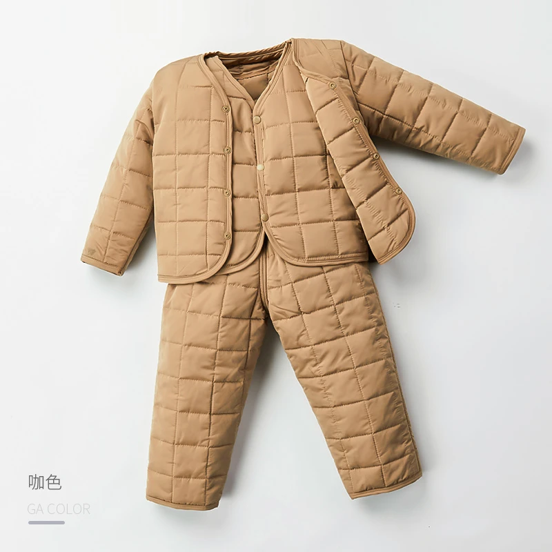 棉服三件套 宝宝秋冬棉服马甲裤子三件套