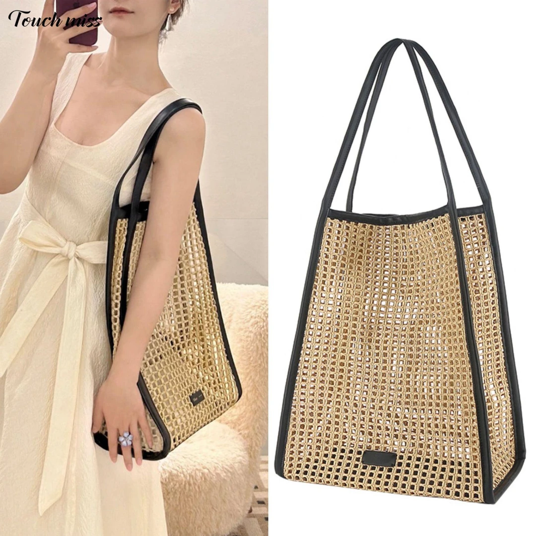 TOUCH MISS编织包2024大容量草编包海边度假百搭沙滩包简约单肩包