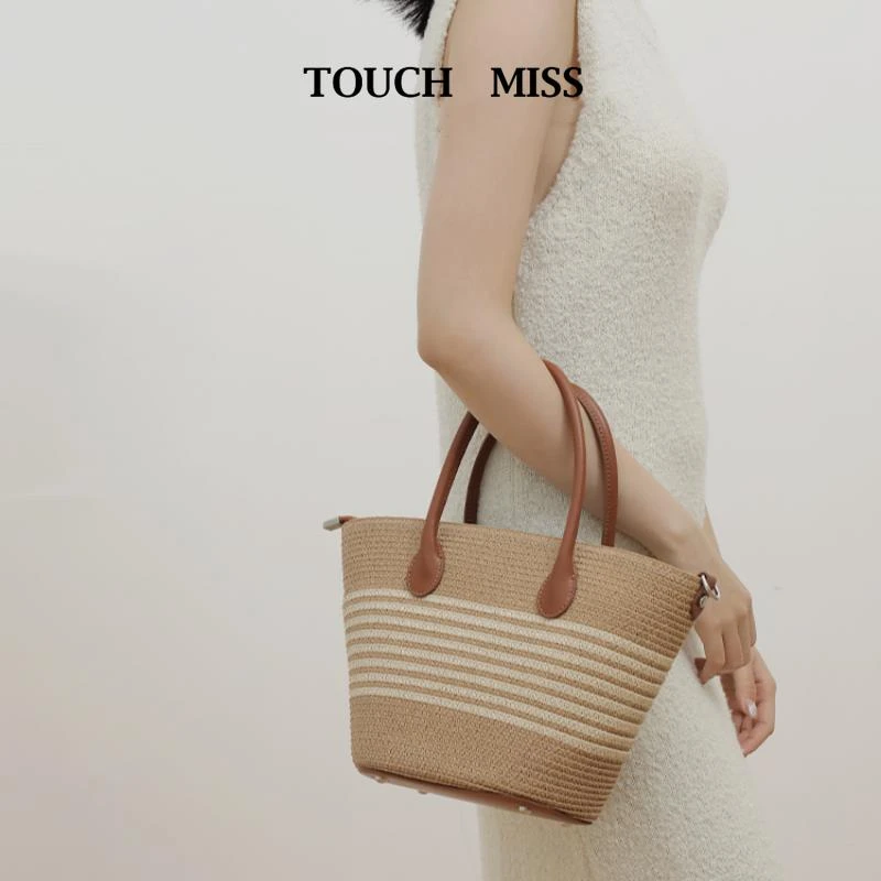 TOUCH MISS法式小众草编大包包女2024新款编织单肩大容量托特包