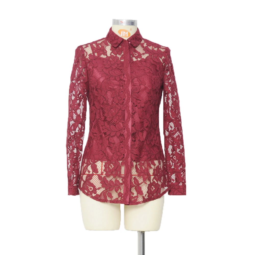 M.C.CHUANQE女士蕾丝衬衫时尚休闲短款碎花中式立领修身春夏外套