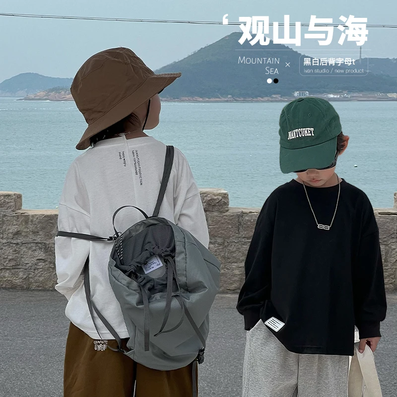 【秋装新品】男童后背分割印花黑白色T恤 昕 ivan家童装 DZ3744