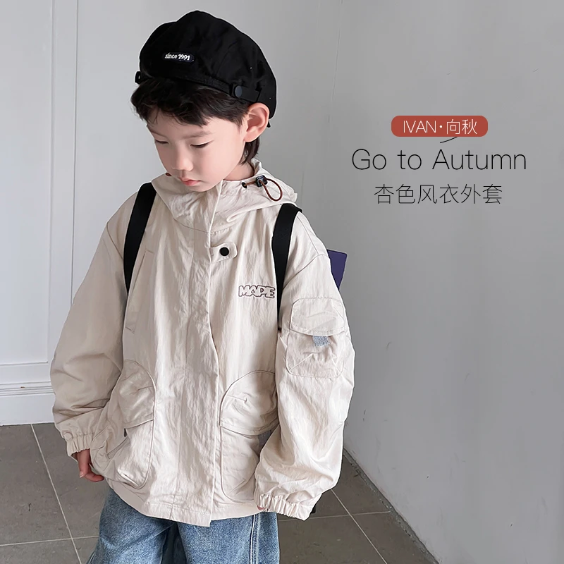 【风衣外套  剩，100  ，150】大口袋风衣外套 ivan家童装 昕 DZ4286