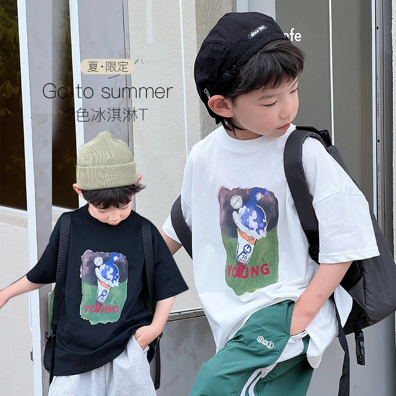 【2024现货夏装】男童冰淇淋短袖儿童卡通T恤 ivan家童装 伍 DZ4267