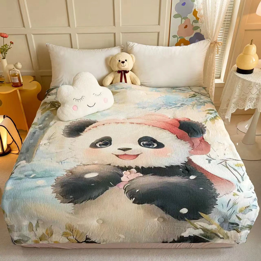 【大熊猫】纯棉皱布秋冬被150*200cm