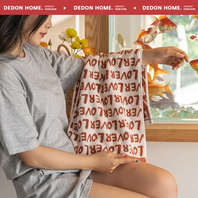 Dedon.home爱心情侣毛巾纯棉女复古面巾成人男全棉吸水不易掉毛