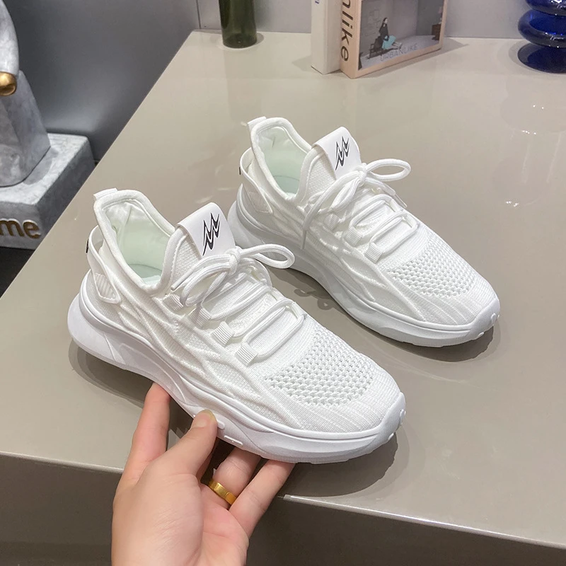 夏季透气飞织鞋女2023年新款镂空小白鞋韩版百搭运动跑步鞋网面鞋