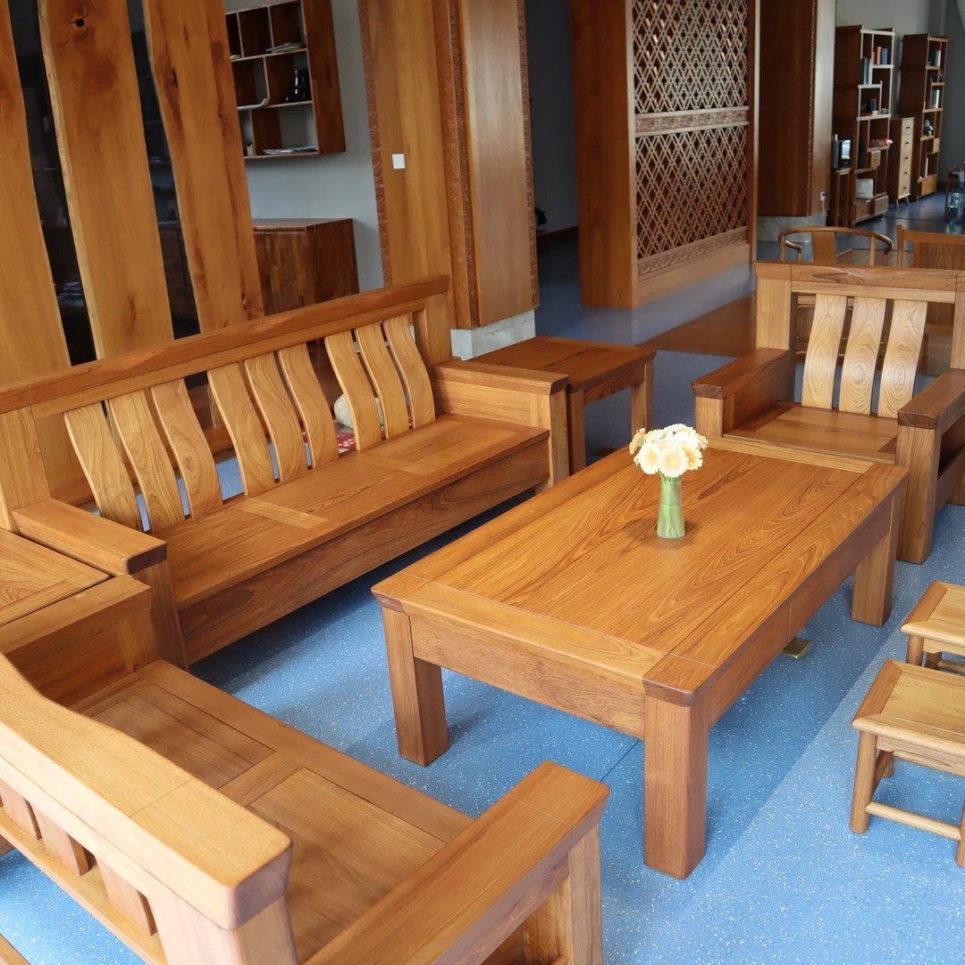 小钟 北斗沙发 缅甸柚木实木用料大简约原木客厅茶桌新中式家用