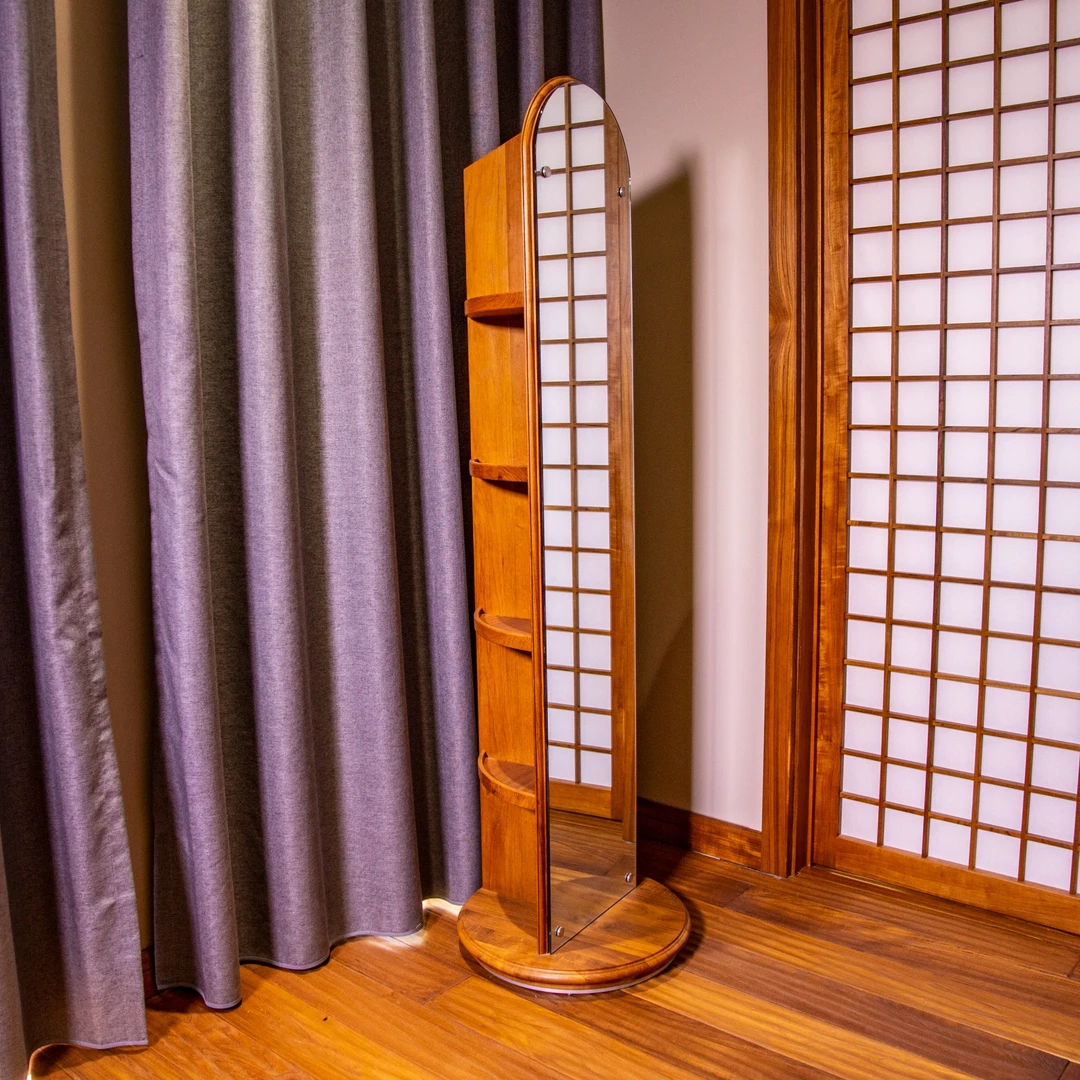 小钟 木兰穿衣镜 缅甸柚木实木旋转全身镜现代家用玄关立式卧室
