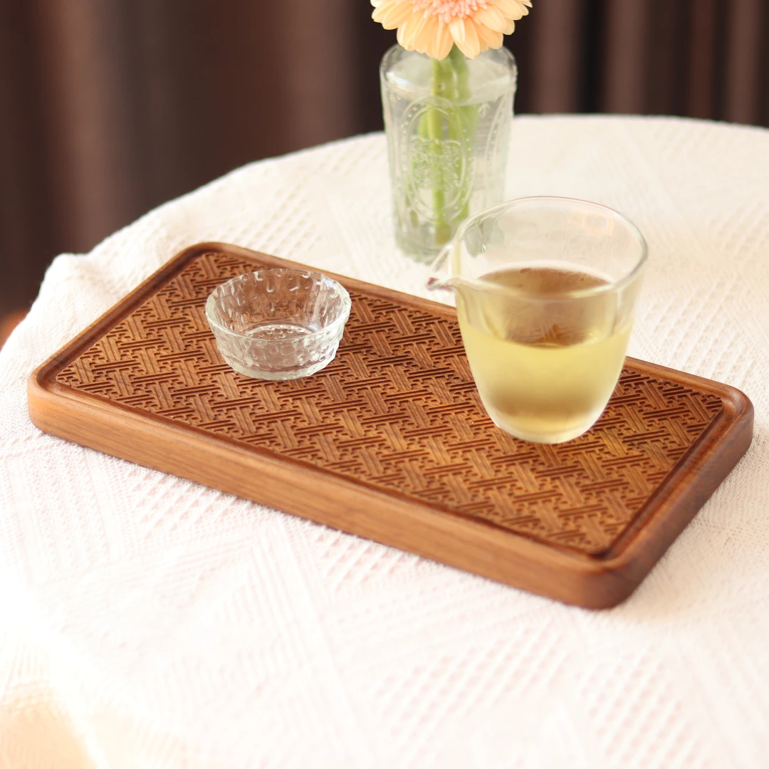 小钟名木 缅甸柚木干泡茶盘纹理点心盘整木无拼接茶道防霉中式