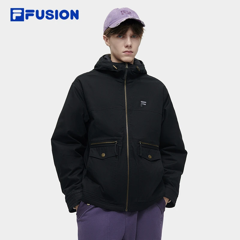 FILA FUSION潮牌棉服2024新款男子高能感百搭休闲外套T11M413904F