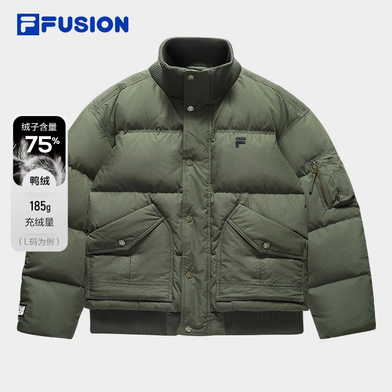 FILA FUSION冬季保暖防风立领羽绒服男款潮流鸭绒外套T11M443905F