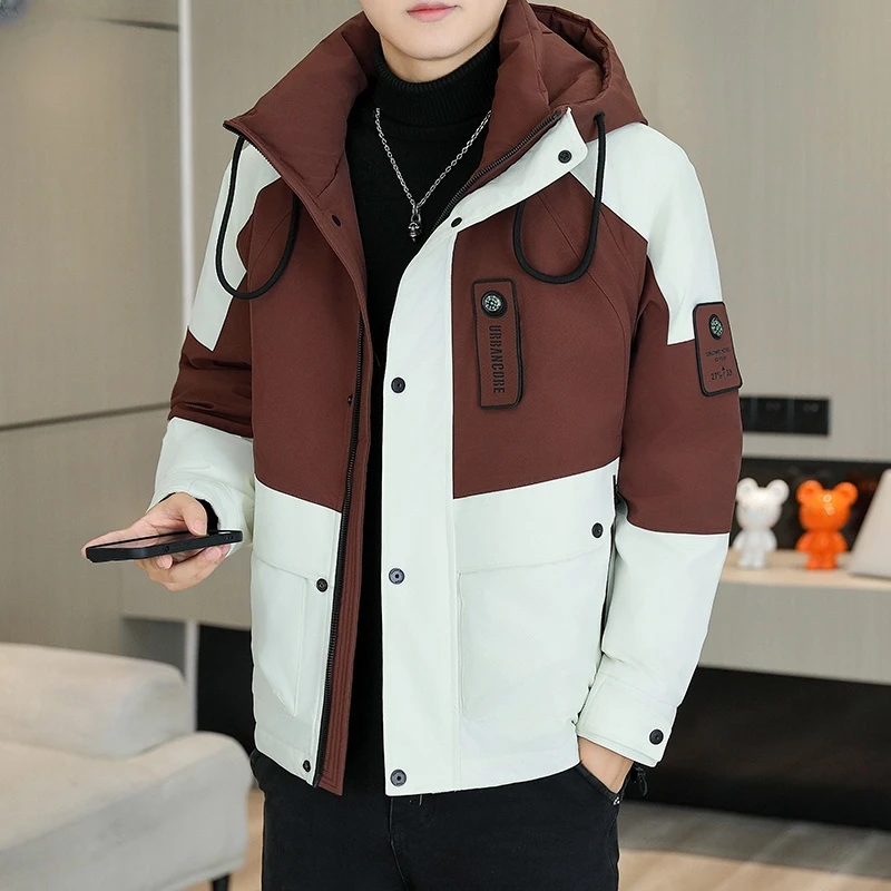 新品高档男士冬装羽绒服潮牌连帽时尚帅气冬季加厚保暖白鸭绒外套