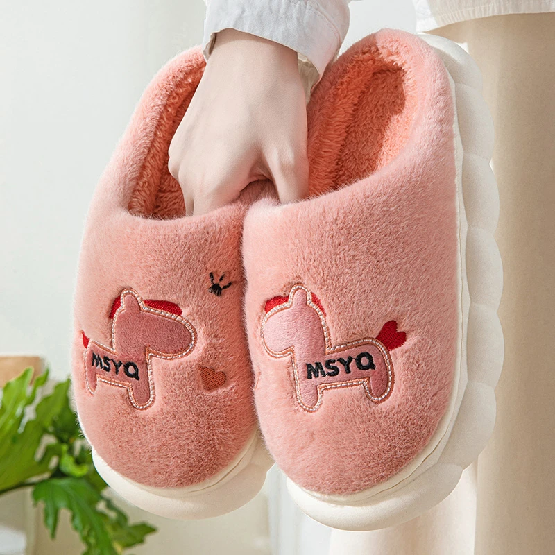 厚底棉拖鞋女外穿冬季室内家居防滑家用月子保暖毛毛拖鞋男士冬天