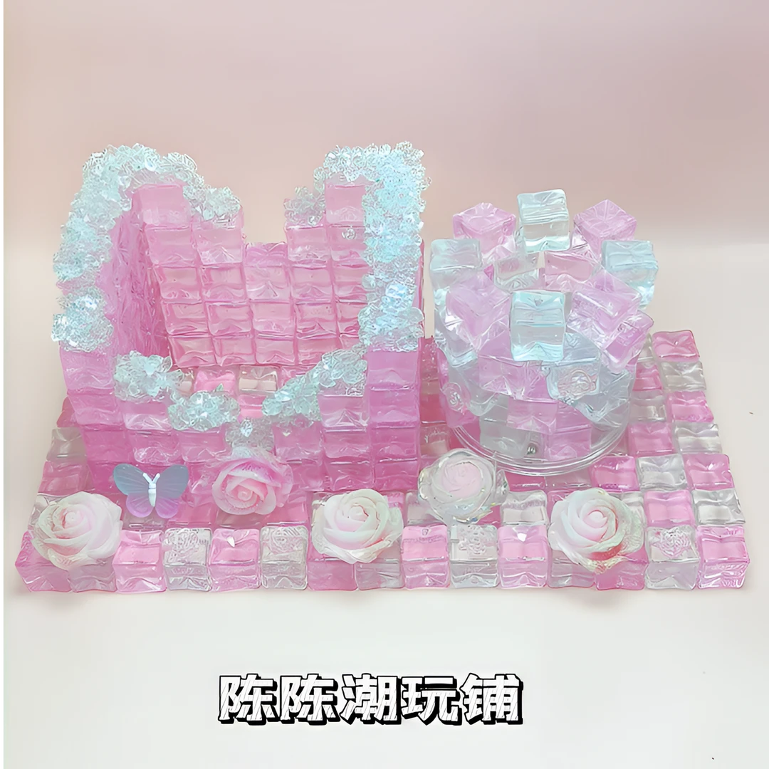 夜光人鱼姬细闪冰块diy小摆件仿真冰块夜光冰块