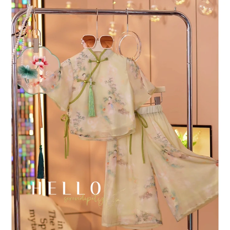 女童夏季汉服套装2024新款洋气儿童中大童女孩中国风新中式两件套