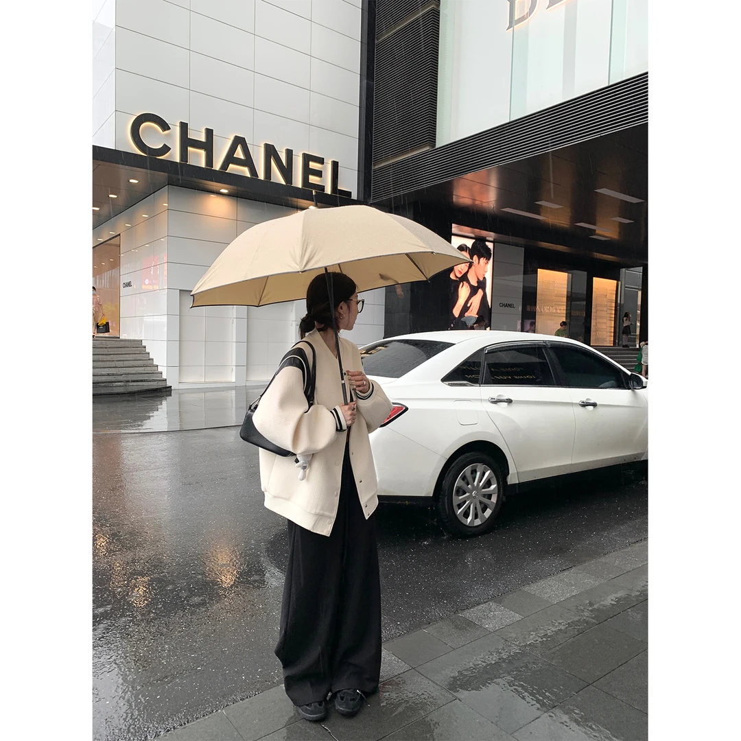 区区欧阳小香风棒球服外套女秋季美式复古长袖撞色拼接PU皮衣夹克