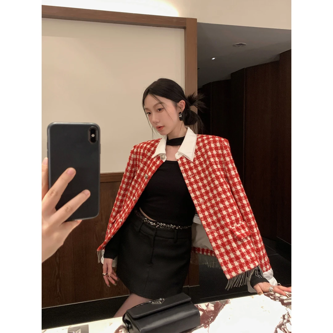 区区欧阳 拼接半身裙裤女春季新款高腰显瘦短裙A字裙辣妹短款裙子