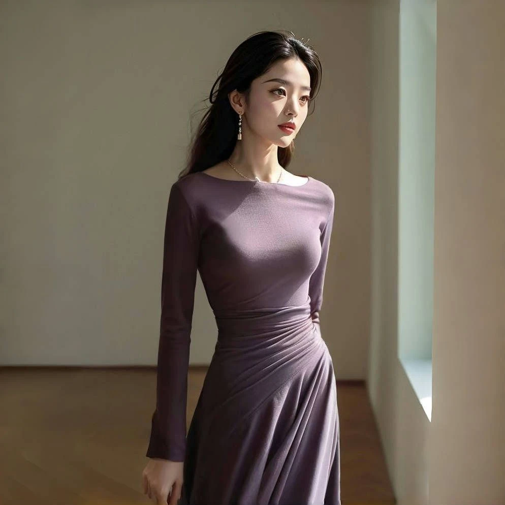 入秋新款高端设计感轻奢小众气质薄款上档次性感时尚针织连衣裙女