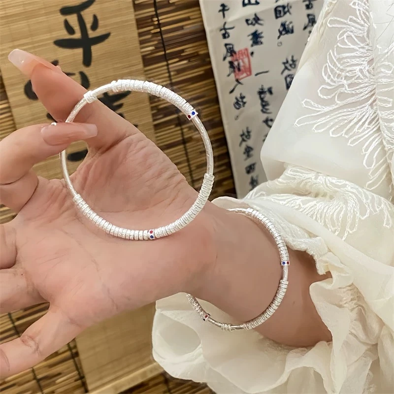 足银手镯 足银999.9 闭口腰缠万贯盘缠手镯【克重约25克左右】