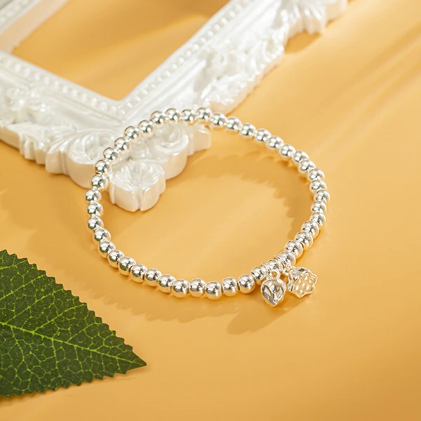 足银手链 两世欢莲蓬手链串弹力绳叠搭款