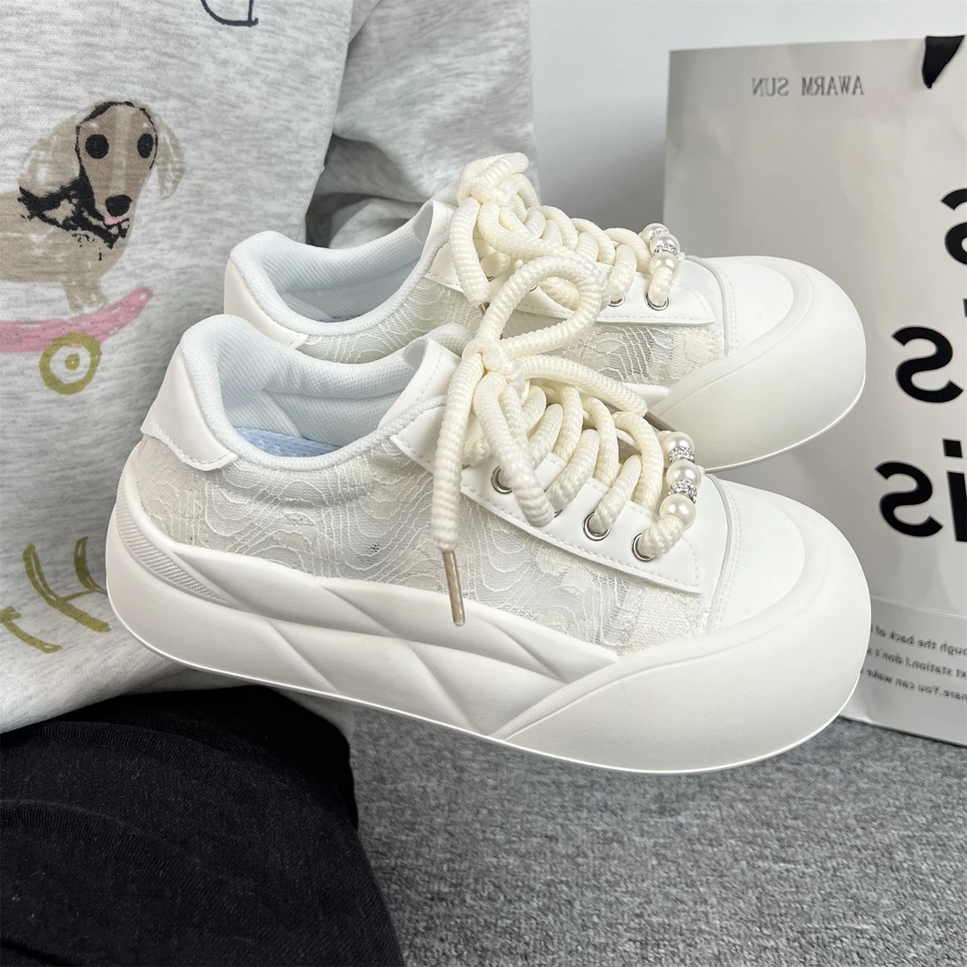 环球女鞋厚底增高板鞋2024夏季新款网面透气小白鞋原创休闲鞋子女