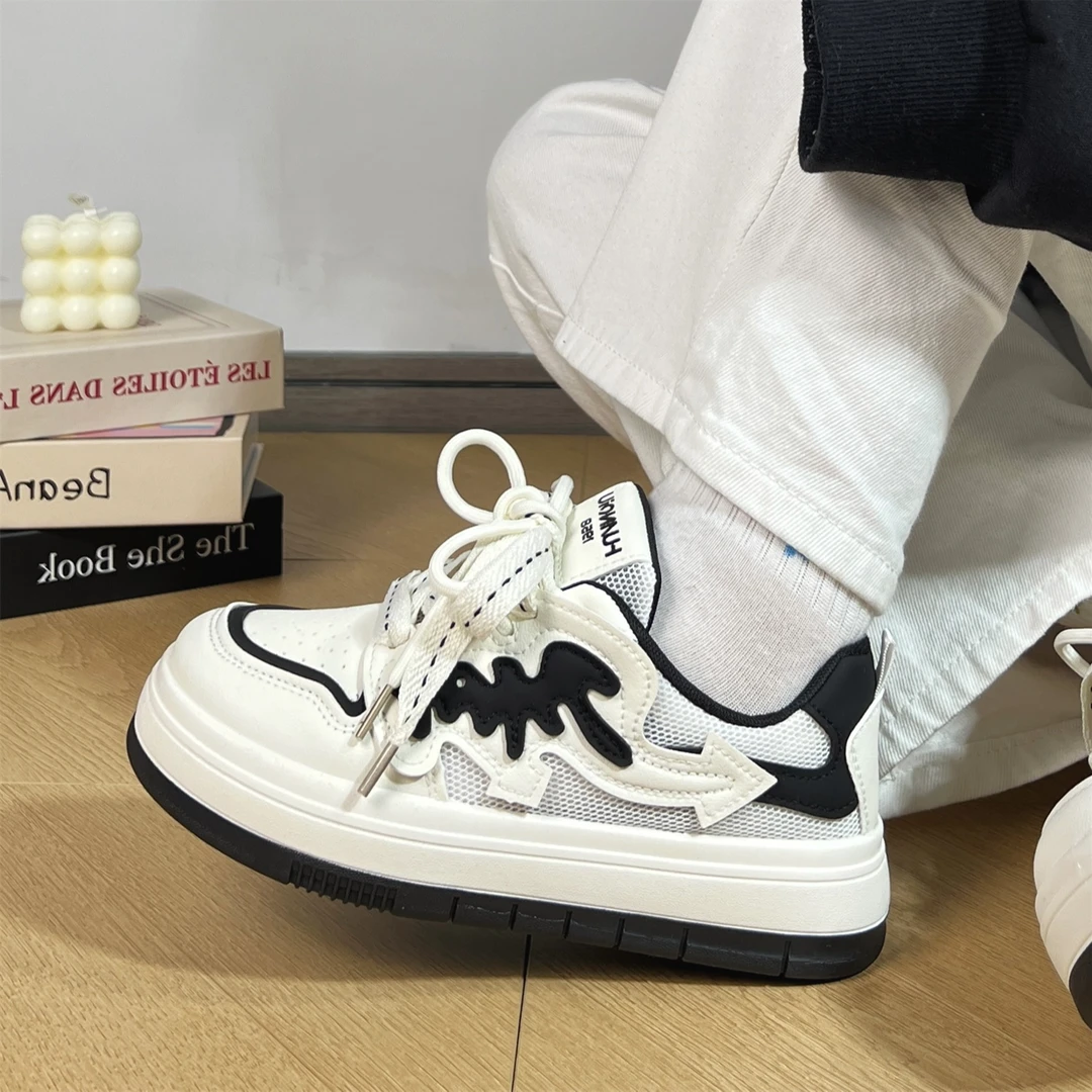 环球女鞋网面透气小白鞋2024夏季新款增高板鞋百搭运动休闲鞋子女