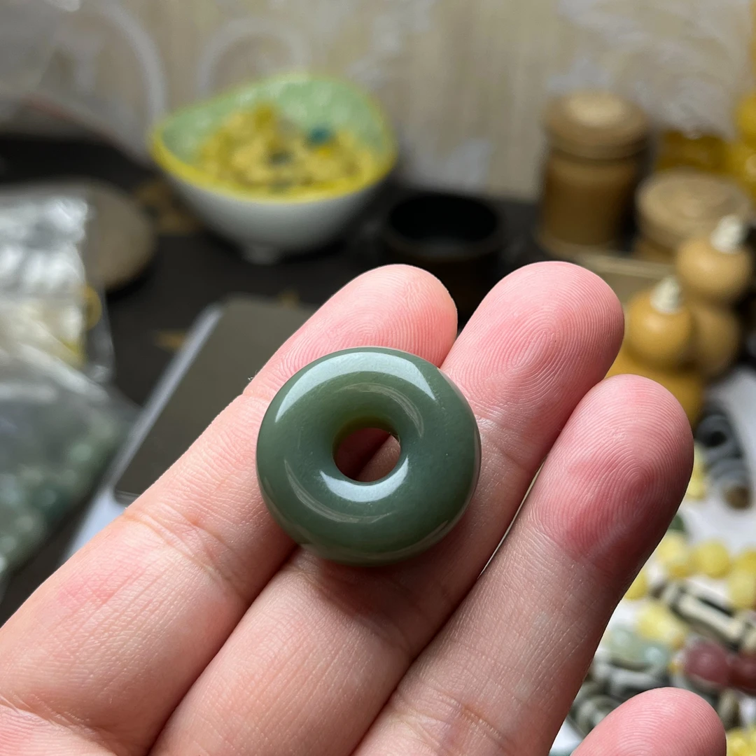 和田玉且末蓝平安扣直径25×8mm