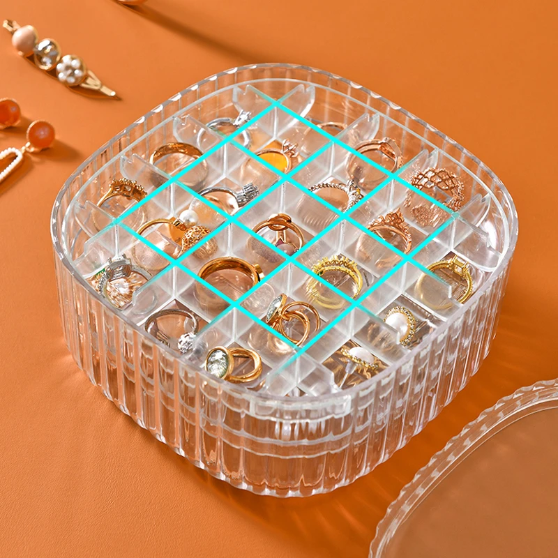 厨潮流轻奢首饰饰品透明收纳盒耳环耳钉发饰便携收纳儿童项链发夹