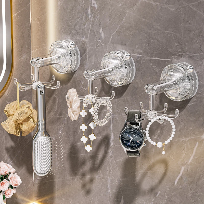 厨潮流吸盘挂钩浴室卫生间免打孔旋转壁挂厨房墙上强力无痕粘钩架