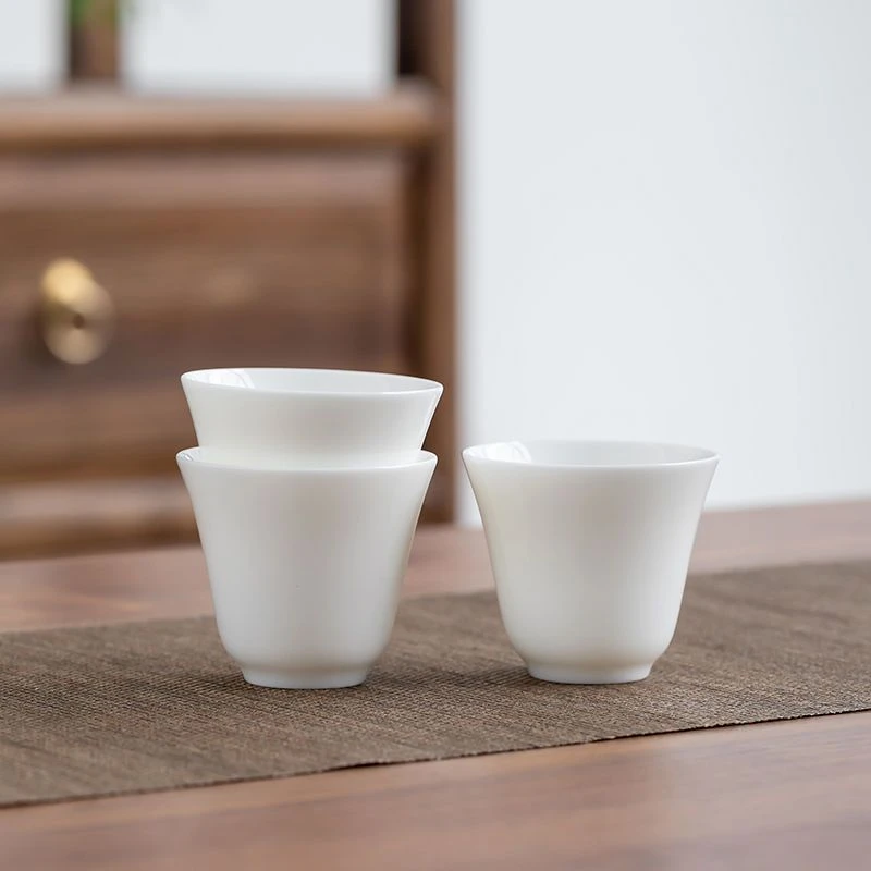 德化羊脂玉高端主人杯品茗杯茶杯陶瓷泡茶杯单杯喝茶杯纯白杯