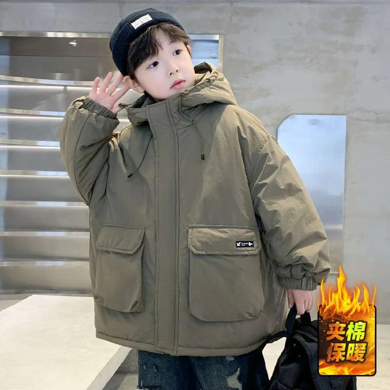 男童棉服外套冬季新款儿童加绒加棉保暖棉衣中大童洋气冬季棉袄潮