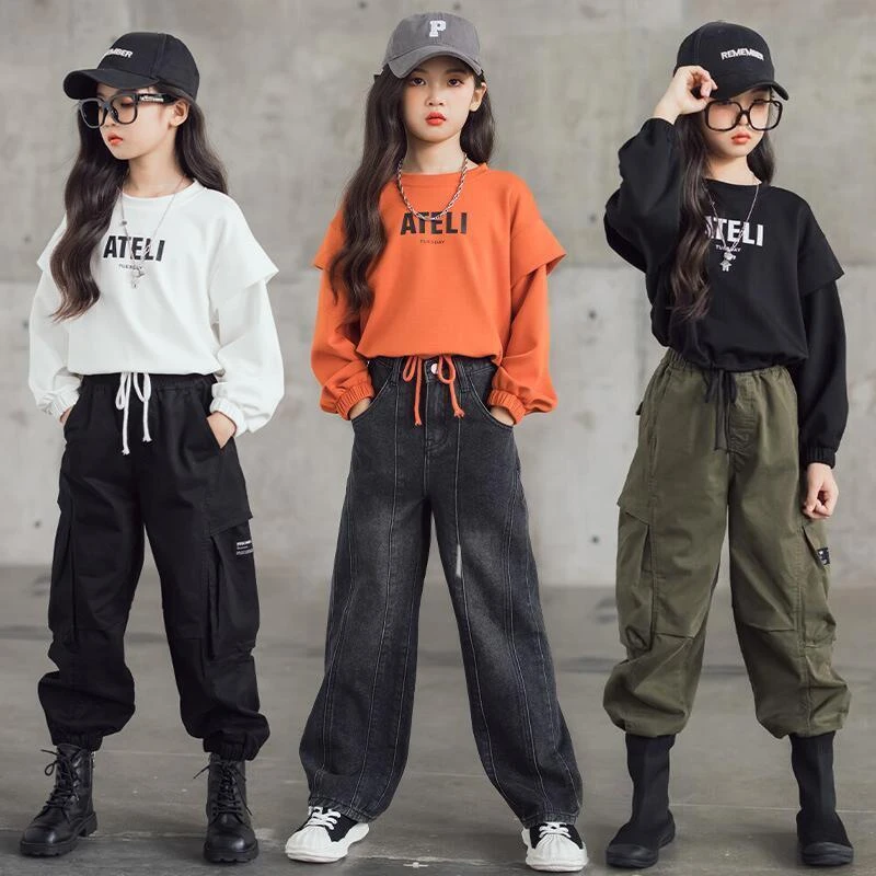 女童卫衣春秋新款中大童女孩洋气短款时髦儿童爵士秋款宽松上衣潮