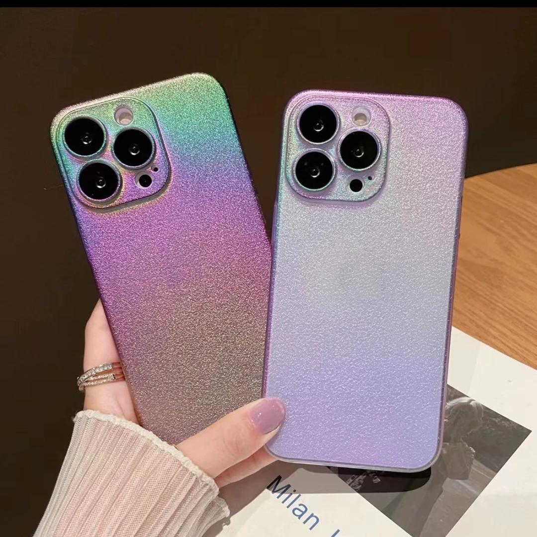 中鹿【苹果】ins轻薄渐变pc琉璃光感镜头膜手机壳iphone13promax