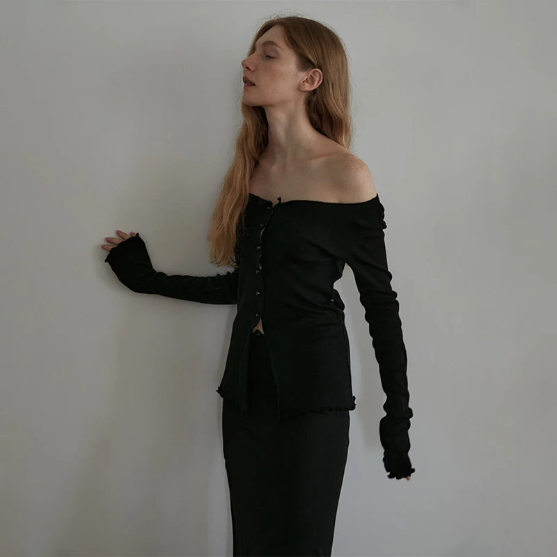 Gemini 买手店 three hundred tears 单排扣长袖修身针织开衫女