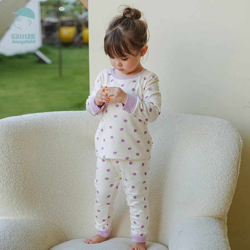 儿童加绒加厚保暖内衣套装女童打底家居服秋冬睡衣XGS27082