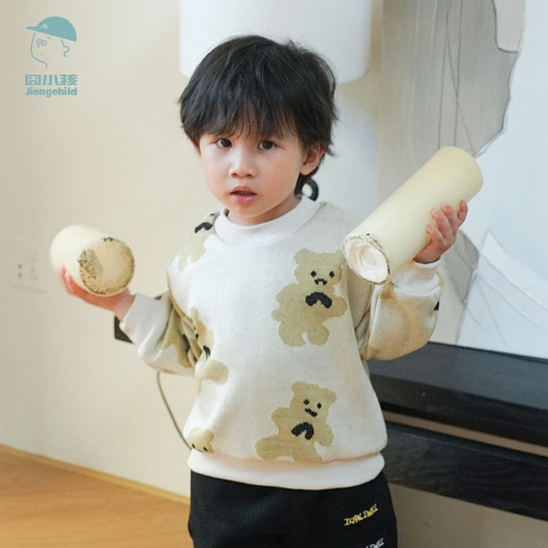 品牌男童冬装新款时髦帅气炸街儿童运动加绒卫衣潮XBE37613