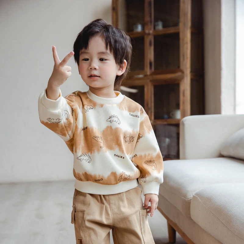 品牌男童卫衣春秋新款网红洋气百搭外穿条纹长袖上衣XBE45813