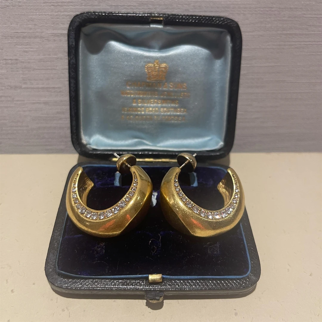 铜合金合成锆石耳饰  中古款耳环轻奢气质饰品KK-9647-1