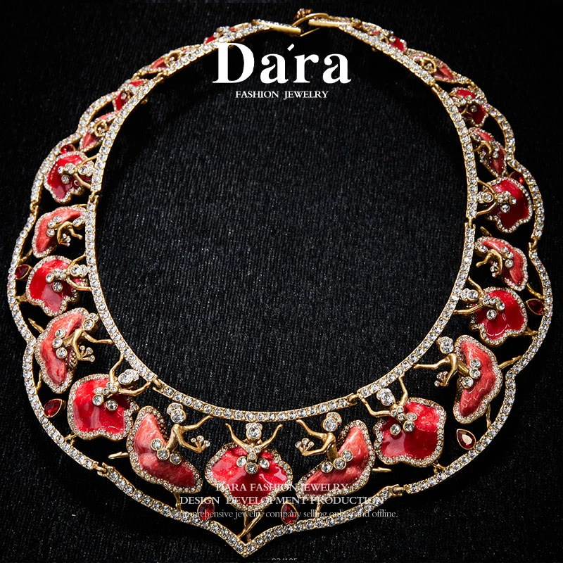 铜合金合成锆石项链 中古气质小众奢华项链KK-JB0067