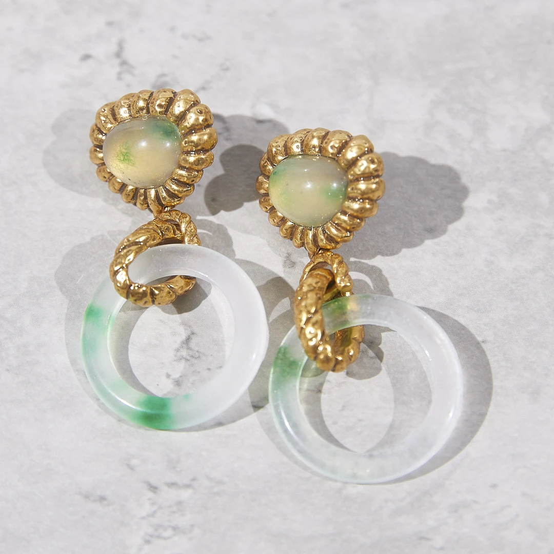 铜合金合成锆石耳饰  中古款耳环轻奢气质饰品KK-9633