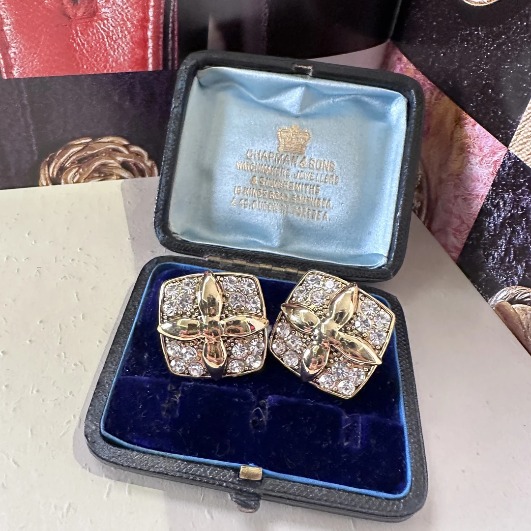 铜合金合成锆石耳饰  中古款耳环轻奢气质饰品KK-9387