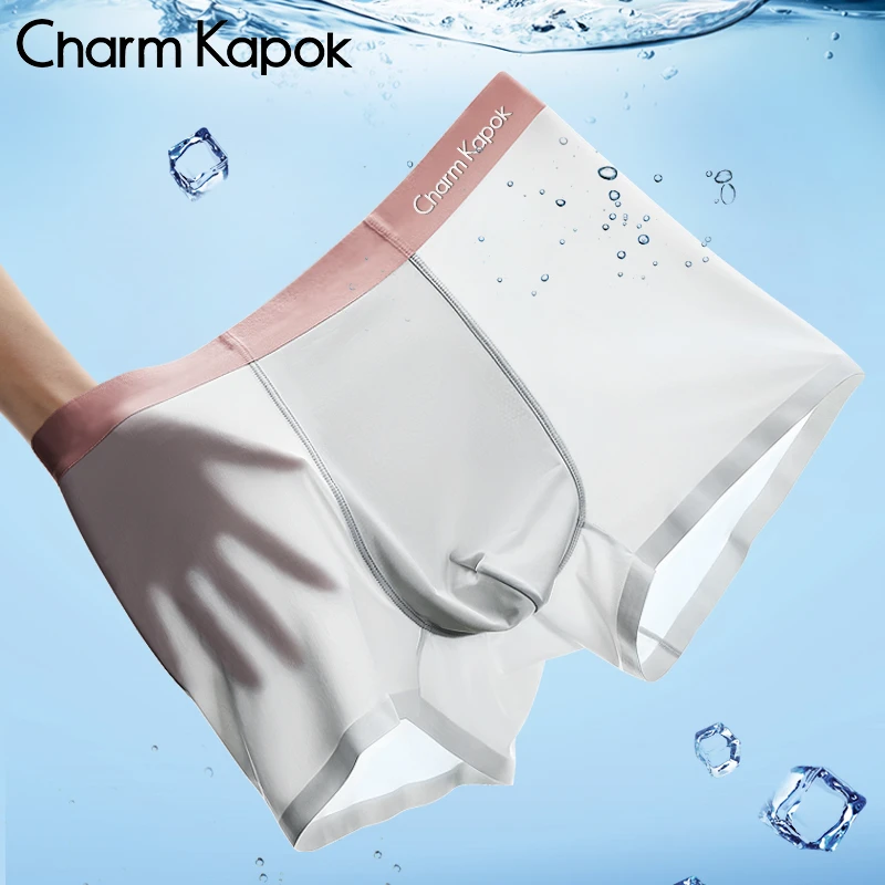 CharmKapok男士内裤薄款无痕抗菌透气大码四角夏季中腰平角短裤头